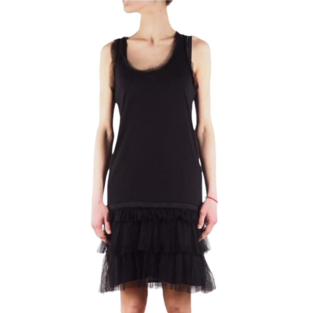 Lanvin Dress 2008 Y2K Whimseygoth Black Ruffle Cotton Tulle Boho Romantic Tiered